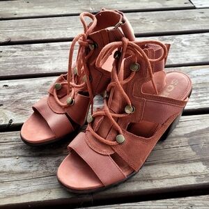 Sorel Peep Toe Heels Orange